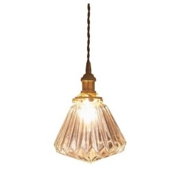 Pendellampe i klar diamant-ribbet glas