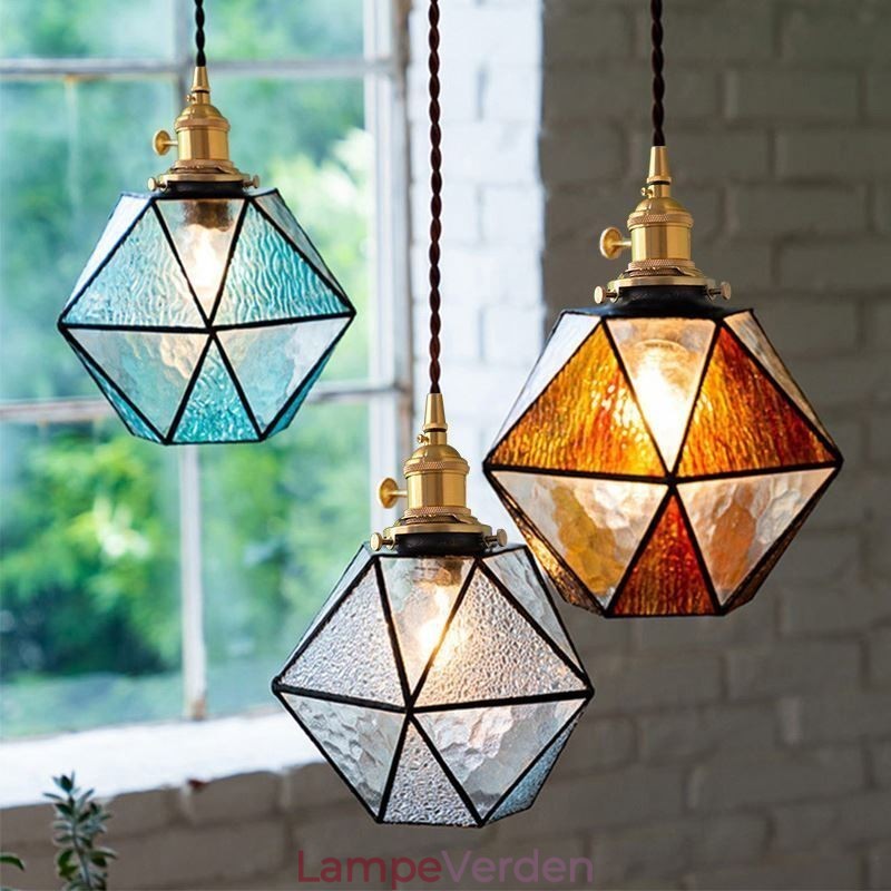 Geometrisk farvet glas Farmhouse Pendel Light