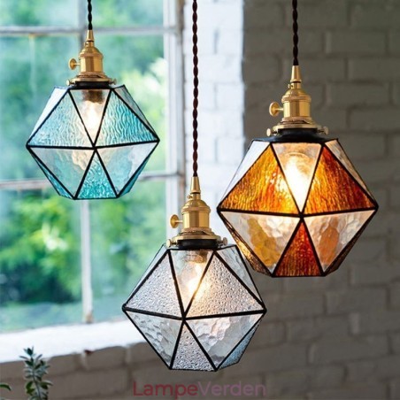 Geometrisk farvet glas Farmhouse Pendel Light Geometrisk farvet glas Farmhouse Pendel Light