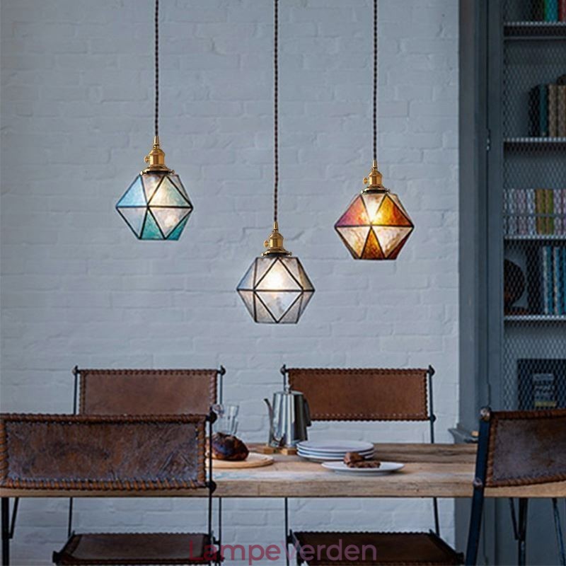 Geometrisk farvet glas Farmhouse Pendel Light