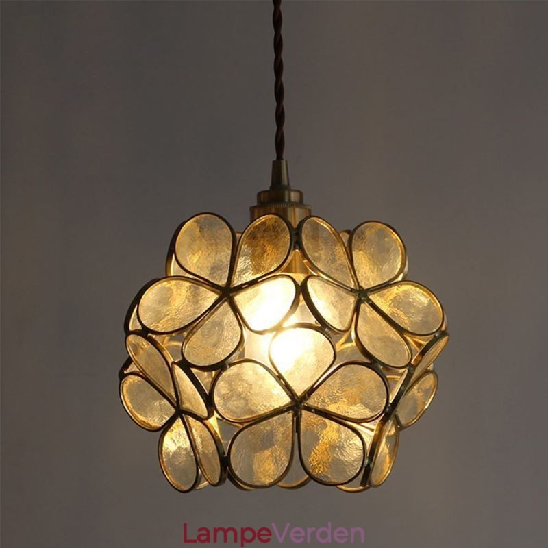 Nordic Creative Pendel Glas Hjem Belysning Kronblad Form Lampe Sengelampe