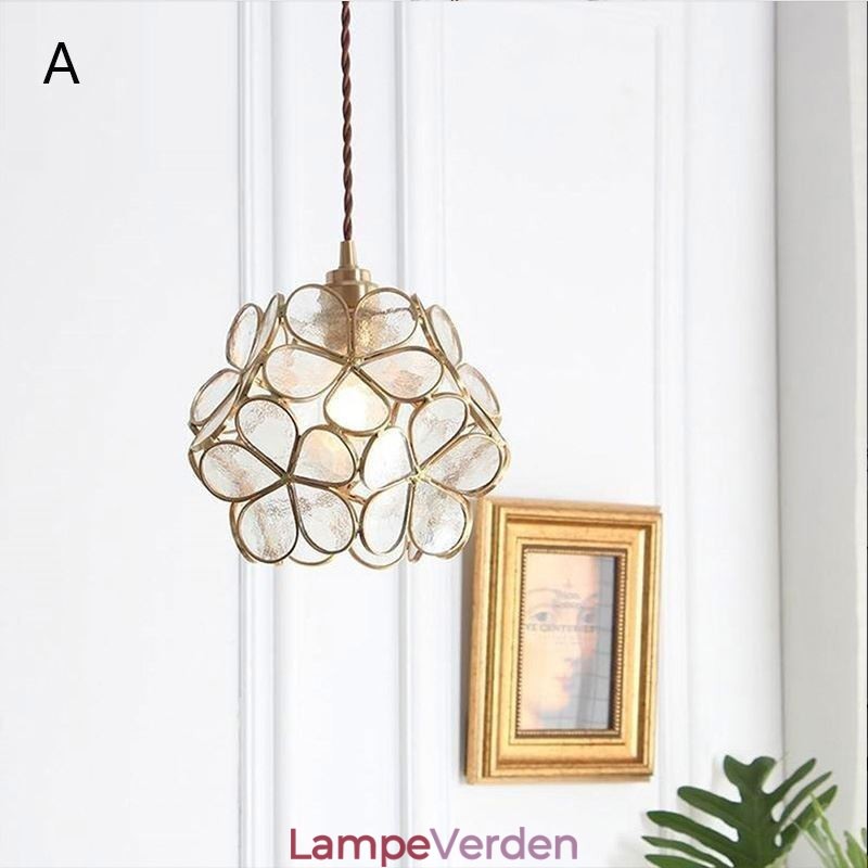 Nordic Creative Pendel Glas Hjem Belysning Kronblad Form Lampe Sengelampe