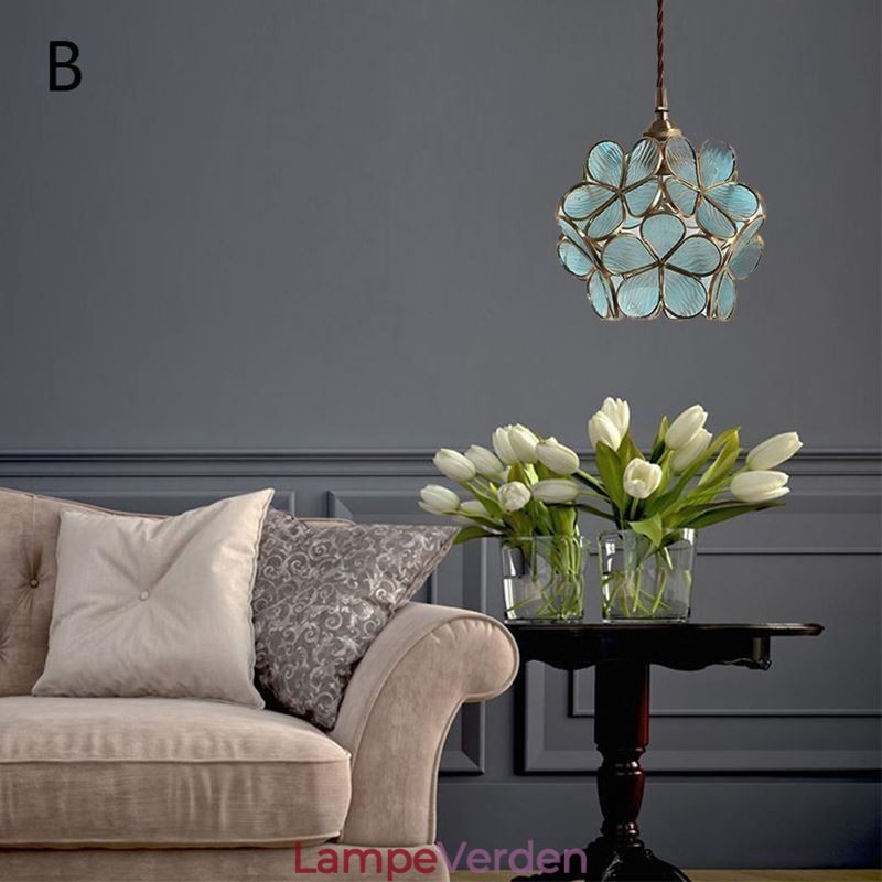Nordic Creative Pendel Glas Hjem Belysning Kronblad Form Lampe Sengelampe
