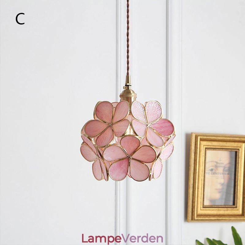 Nordic Creative Pendel Glas Hjem Belysning Kronblad Form Lampe Sengelampe