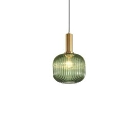 Pendel i ribbet glas med messingholder