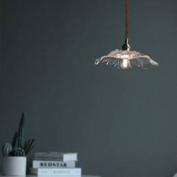 Lotus Leaf Ribbed Clear Glas Pendel Light Homestay Lampe