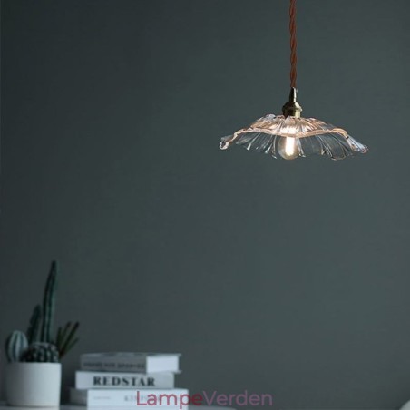 Lotus Leaf Ribbed Clear Glas Pendel Light Homestay Lampe Lotus Leaf Ribbed Clear Glas Pendel Light Homestay Lampe