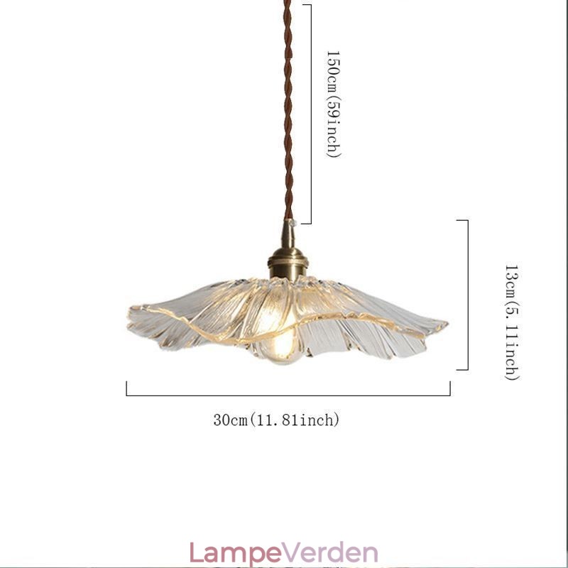 Lotus Leaf Ribbed Clear Glas Pendel Light Homestay Lampe