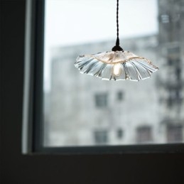 Lotus Leaf Ribbed Clear Glas Pendel Light Homestay Lampe