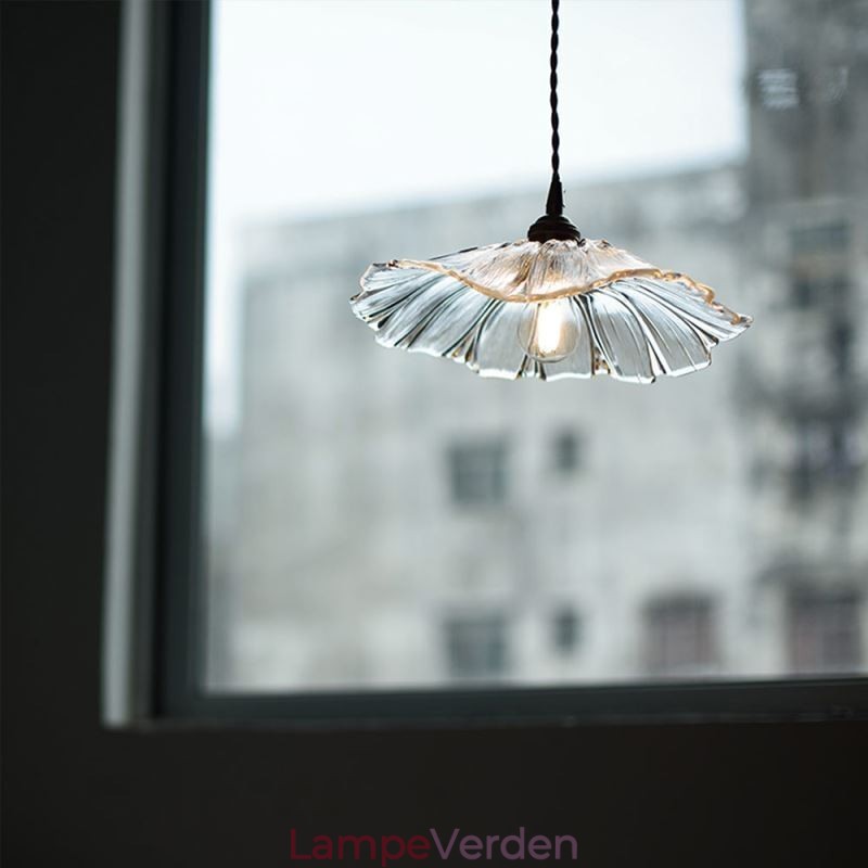 Lotus Leaf Ribbed Clear Glas Pendel Light Homestay Lampe