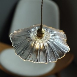 Lotus Leaf Ribbed Clear Glas Pendel Light Homestay Lampe