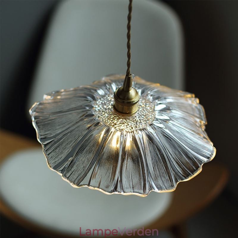 Lotus Leaf Ribbed Clear Glas Pendel Light Homestay Lampe