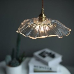 Lotus Leaf Ribbed Clear Glas Pendel Light Homestay Lampe