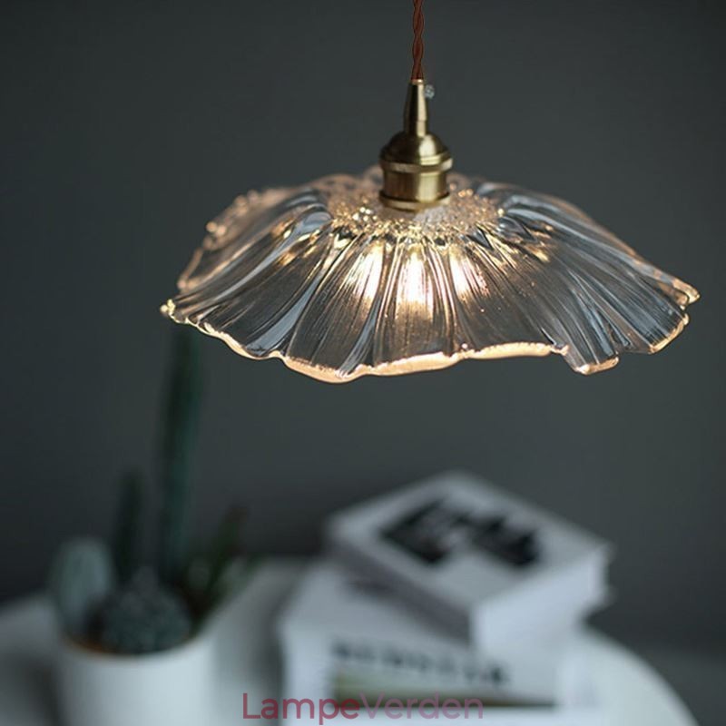 Lotus Leaf Ribbed Clear Glas Pendel Light Homestay Lampe