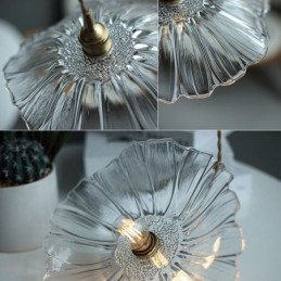 Lotus Leaf Ribbed Clear Glas Pendel Light Homestay Lampe
