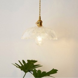 Stort klart ribbet glasloftslys Hjemmebelysning med drejekontaktlampe Beroligende varmelys