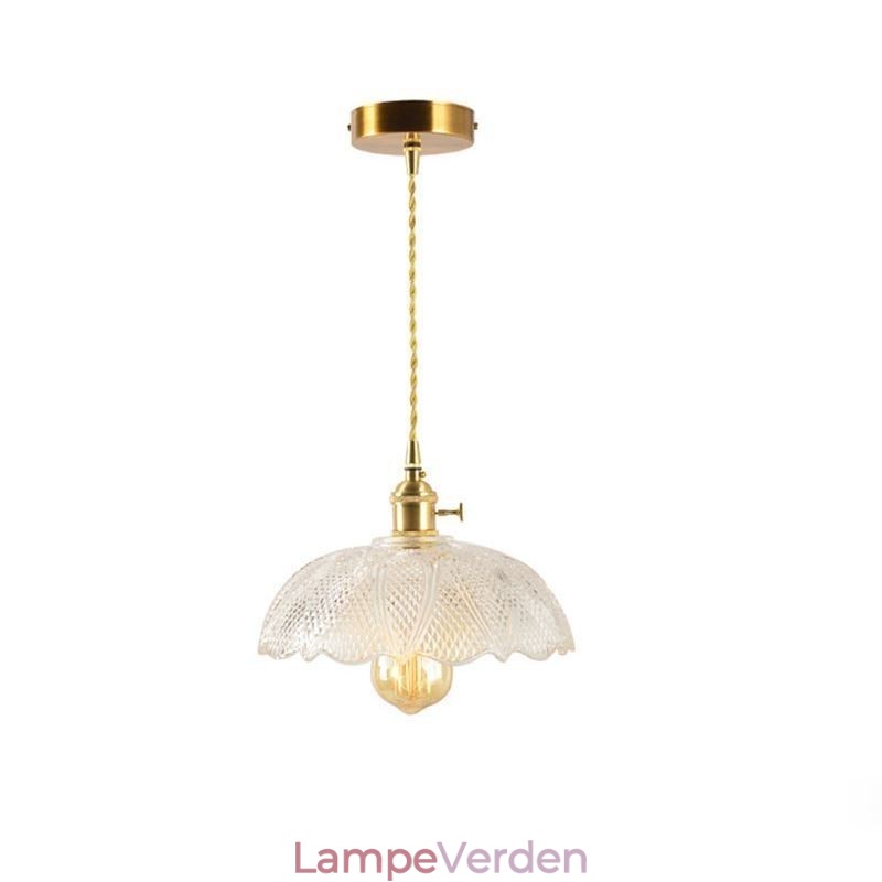 Stort klart ribbet glasloftslys Hjemmebelysning med drejekontaktlampe Beroligende varmelys