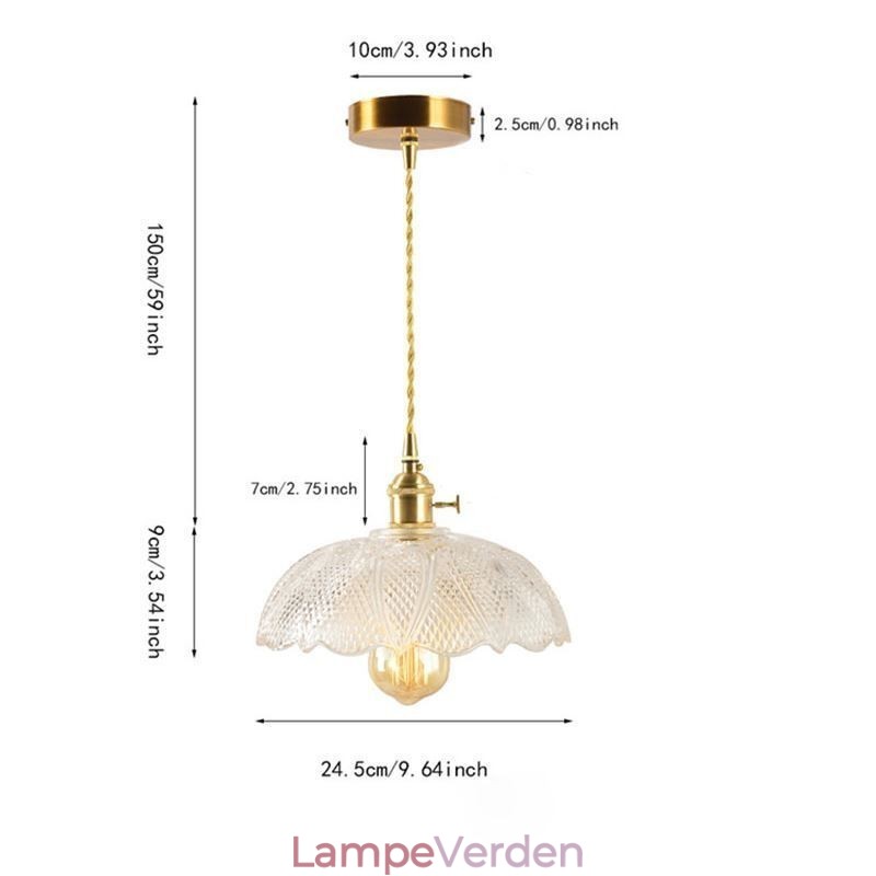 Stort klart ribbet glasloftslys Hjemmebelysning med drejekontaktlampe Beroligende varmelys
