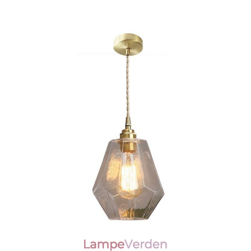 Nordic Retro Pendel Messing Glas Hjem Belysning Tårn Form Lampe Lampe