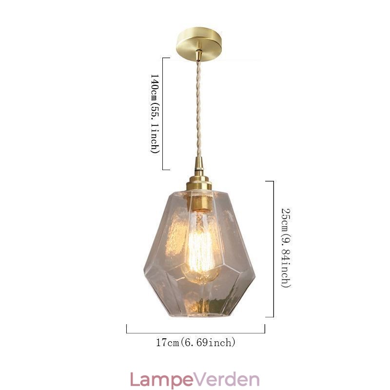 Nordic Retro Pendel Messing Glas Hjem Belysning Tårn Form Lampe Lampe