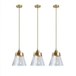 Nordic Retro Pendel Glas Skærm Hjem Belysning Messing Holder Lampe Lys