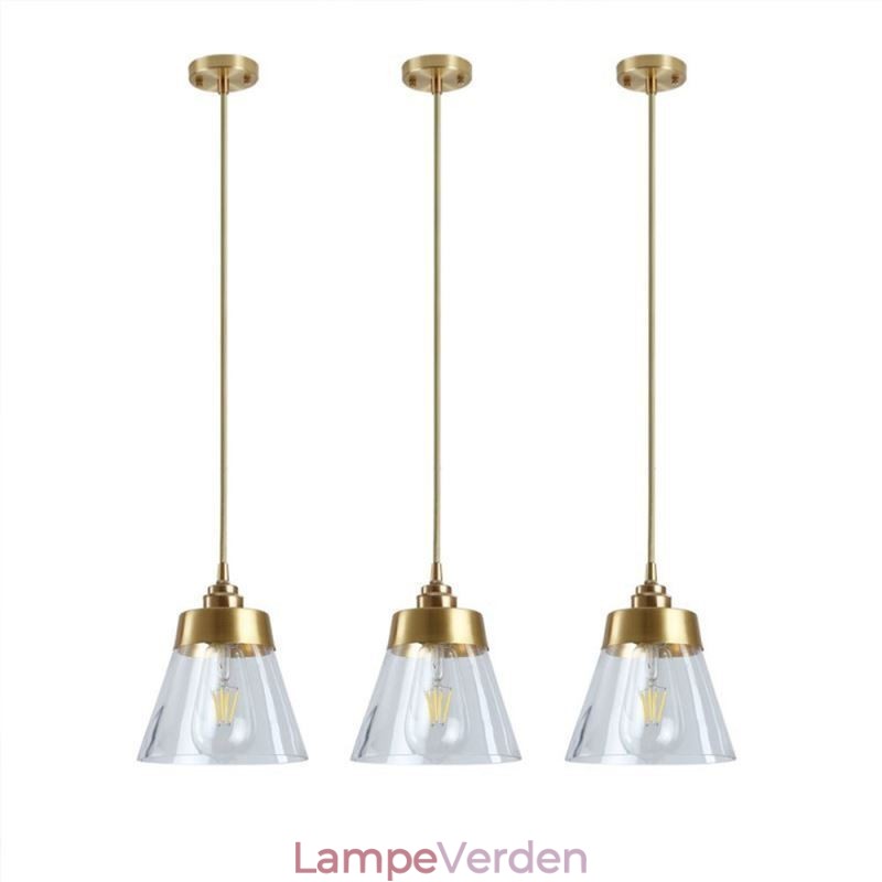 Nordic Retro Pendel Glas Skærm Hjem Belysning Messing Holder Lampe Lys