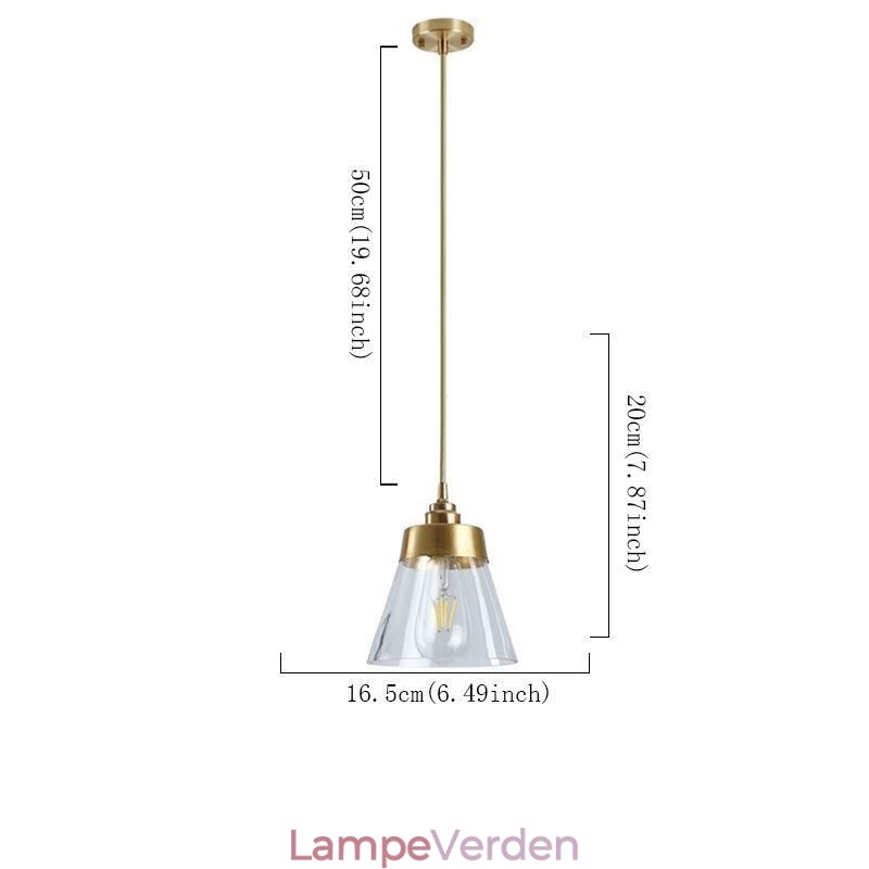 Nordic Retro Pendel Glas Skærm Hjem Belysning Messing Holder Lampe Lys