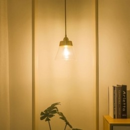 Nordic Retro Pendel Glas Skærm Hjem Belysning Messing Holder Lampe Lys