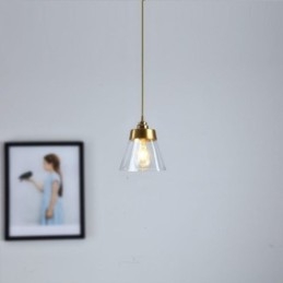 Nordic Retro Pendel Glas Skærm Hjem Belysning Messing Holder Lampe Lys