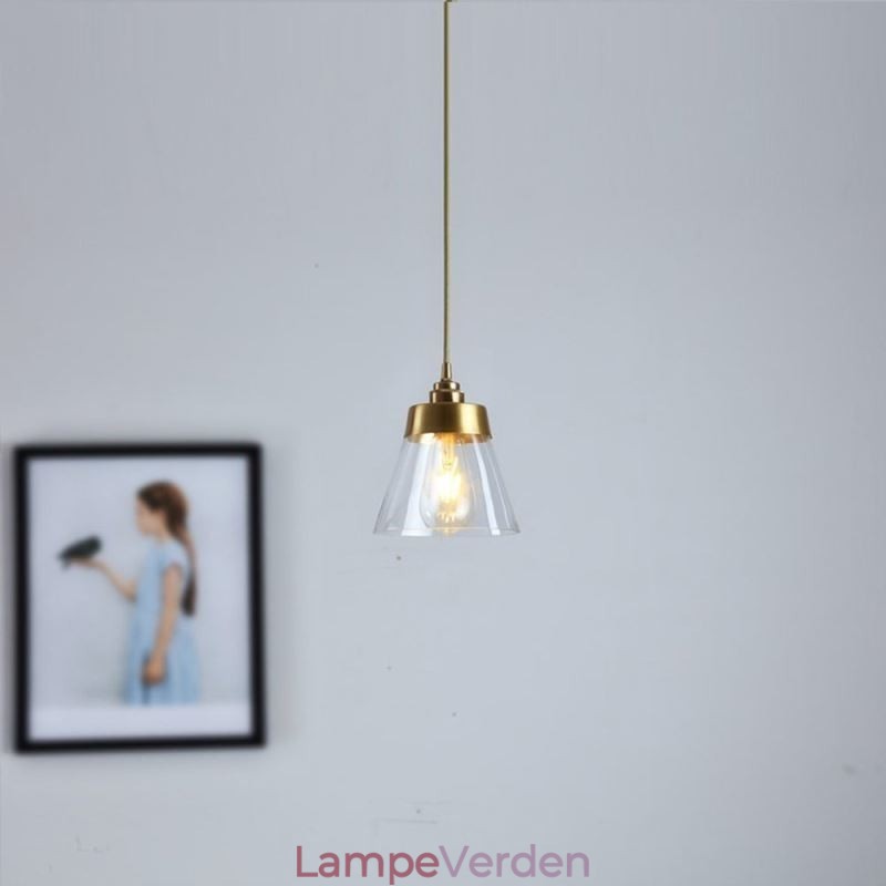 Nordic Retro Pendel Glas Skærm Hjem Belysning Messing Holder Lampe Lys