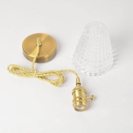 Firkantet klart ribbet glas pendellampe Messinglampe med drejekontaktbelysning