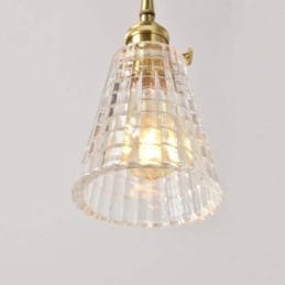 Firkantet klart ribbet glas pendellampe Messinglampe med drejekontaktbelysning