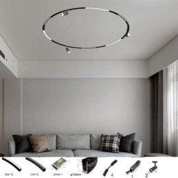Cirkulær Magnetisk Spor Lys Indbygning Spotlight Dekorativ Lys 150cm