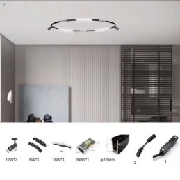 Cirkulært skinnelyssystem Magnetisk forsænket skinnelysarmatur 120cm
