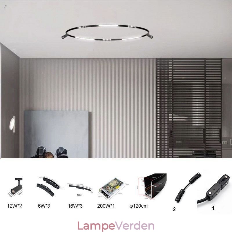 Cirkulært skinnelyssystem Magnetisk forsænket skinnelysarmatur 120cm