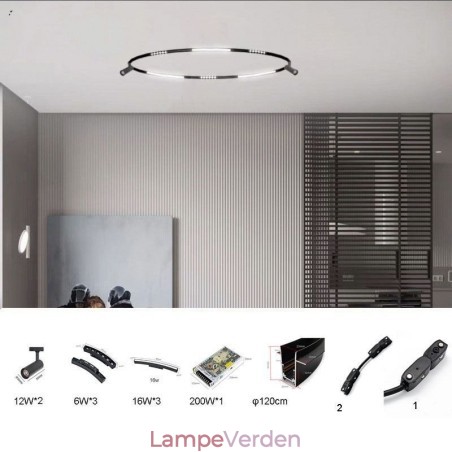 Cirkulært skinnelyssystem Magnetisk forsænket skinnelysarmatur 120cm Cirkulært skinnelyssystem Magnetisk forsænket skinnelysarmatur 120cm