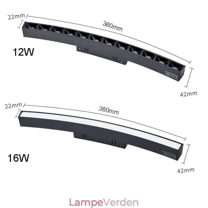 Sporlys Magnetisk forsænket cirkulær skinnelysarmatur 120cm