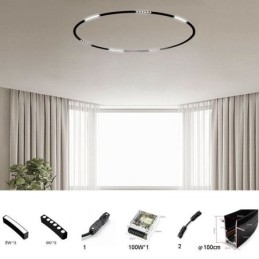 Cirkulært skinnelys Magnetisk forsænket spotlight dekorativt lys 100cm
