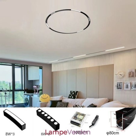 Cirkulær Magnetisk Spor Lys Forsænket Spotlight Dekorativ Lys 80cm Cirkulær Magnetisk Spor Lys Forsænket Spotlight Dekorativ Lys 80cm