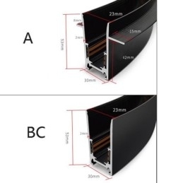 Forsænkede skinnebelysningsskinner Runde magnetiske skinnelister i aluminium