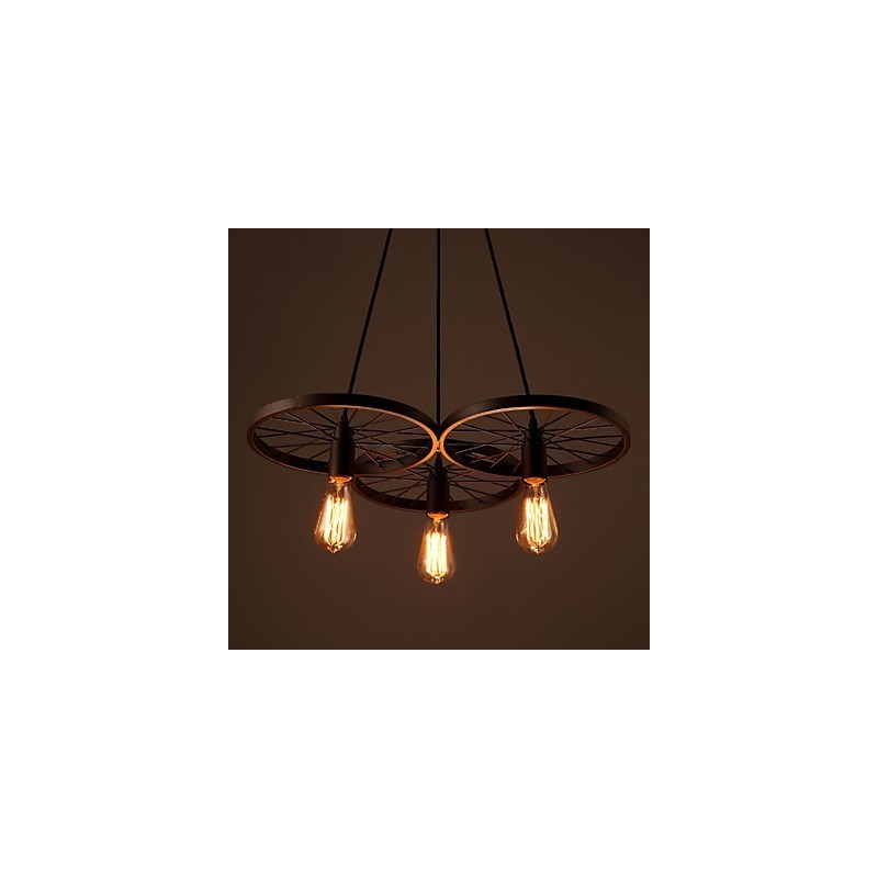 Loft Retro Pendel Lamper Amerikansk land smedejern Lysekrone industriel stil hjul