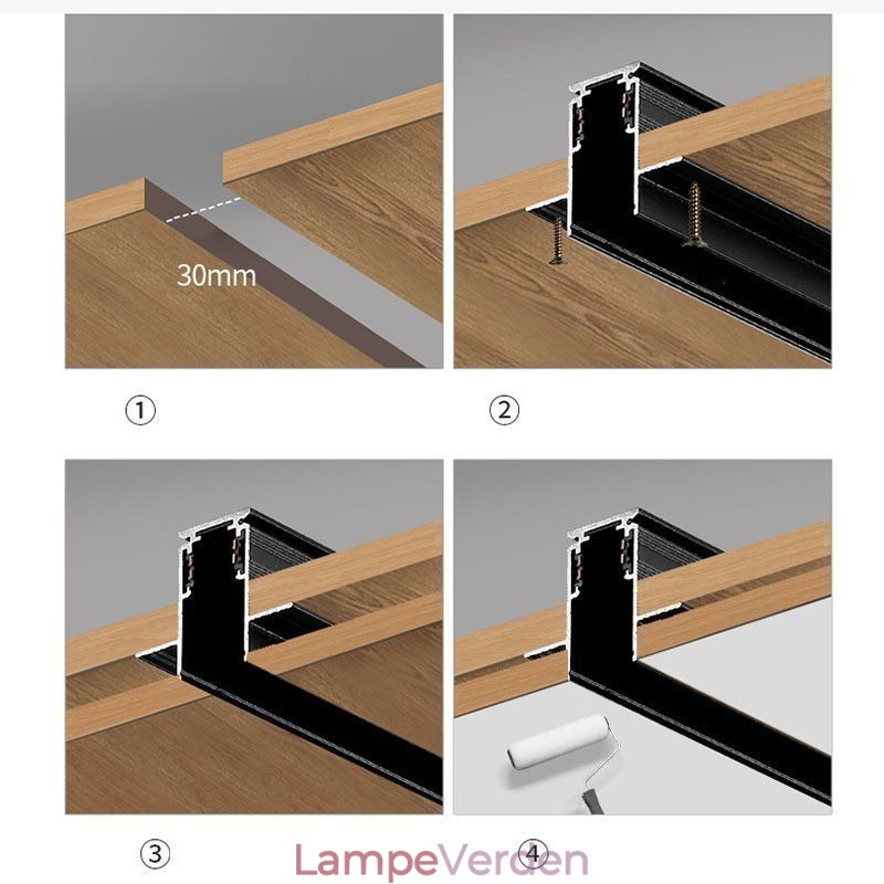 Magnetisk skinnelys Indsænket spotlight dekorativt lys 6M*2