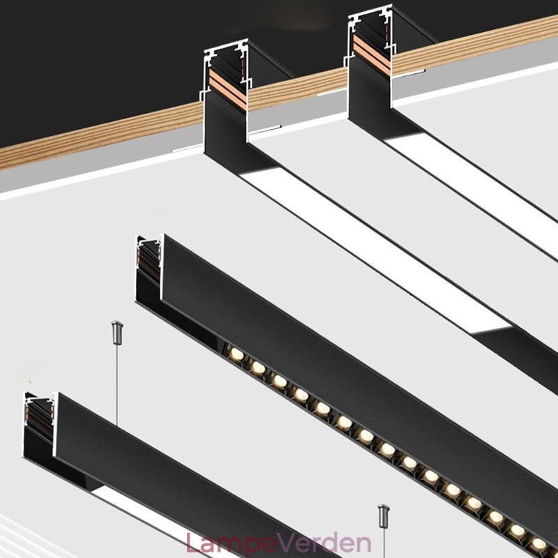 Forsænket skinnebelysningsskinner Magnetisk aluminiumsskinneoverfladeprofil Ultratynd skinnelysstribe 100 cm