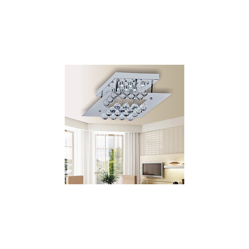 Moderne moderne krystal galvaniseret metal Flush Mount