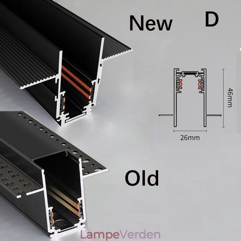 Forsænket skinnebelysningsskinner Magnetisk aluminiumsskinneoverfladeprofil Ultratynd skinnelysstribe 100 cm