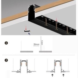 Forsænket skinnebelysningsskinner Magnetisk aluminiumsskinneoverfladeprofil Ultratynd skinnelysstribe 100 cm