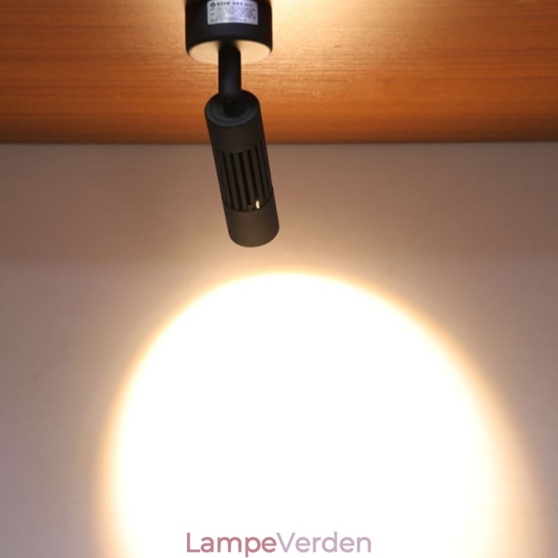 Roterbar COB spotlight sort loftsspot (enkelt lys)