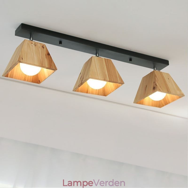 Nordic Wooden Spotlight Fire Prism Roterbar Loftsspot
