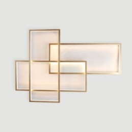 Guld Moderne Moderne Aluminiumsmaleri Loftslampe Flush Mount Light med Remote Dimmer til stuen seng (kan også bruges som væglampe)