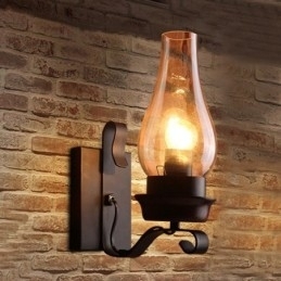 Retro rustik nordisk glas væglampe Soveværelse Sengelampe Vintage industrielle væglamper